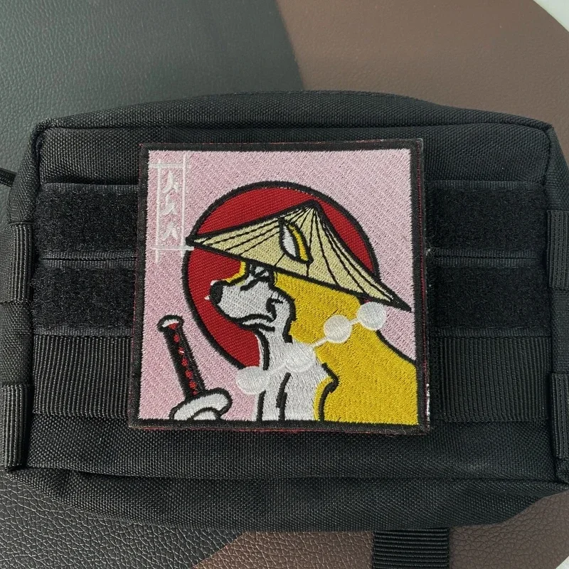 Parche táctico de velcro bordado Shiba Inu samurái para mochila - imagen 4
