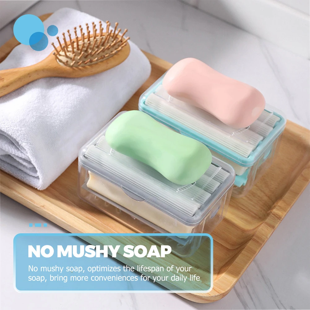 

Soap Box for Bars Plastic Holder Shower Container Tray Self Adhesive Bathroom Dispenser Material Non Slip Gray