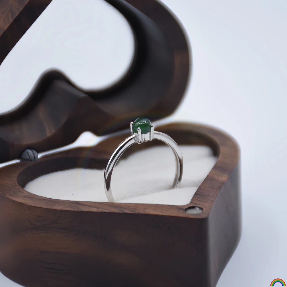 Natural Jade Ring and Earrings S925 with Imperial Green Silver, Reflecting Luster of Jade, Simple Lady's Ring Jewelry Rwbuy