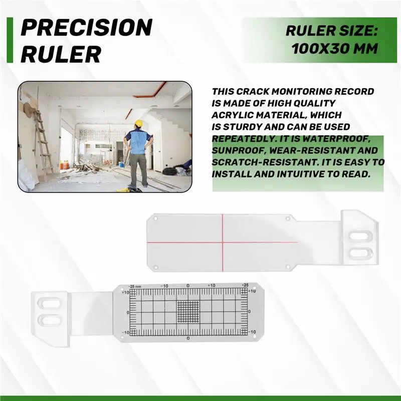 ABUL-3 Pcs Crack Monitoring Record, Acrylic Corner Tell-Tale Monitor,Tell-Tale Crack Monitoring Device,Measuring Instrument