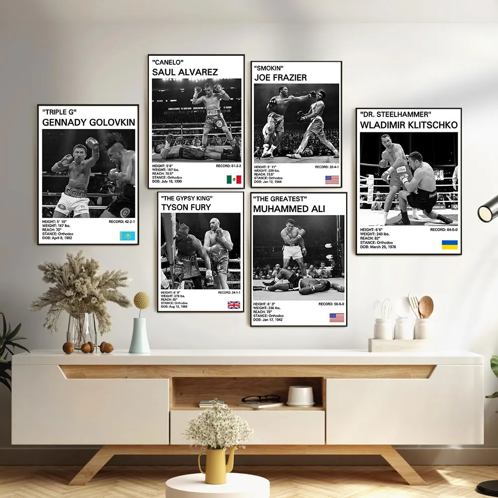 1PC Black and white U-Ultimate Fighting Championship UFC Poster Canvas Print Painting Wall Decor Gym Room Decoration Boxing Gift