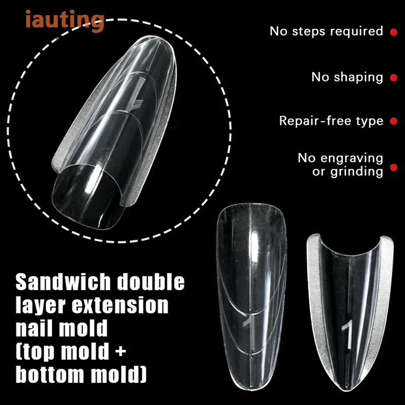 ساندويتش أشكال أظافر مزدوجة 240 قطعة 15 حجم ملحقات-أشكال مزدوجة نعش اللوز أشكال أظافر قالب علوي قالب سفلي