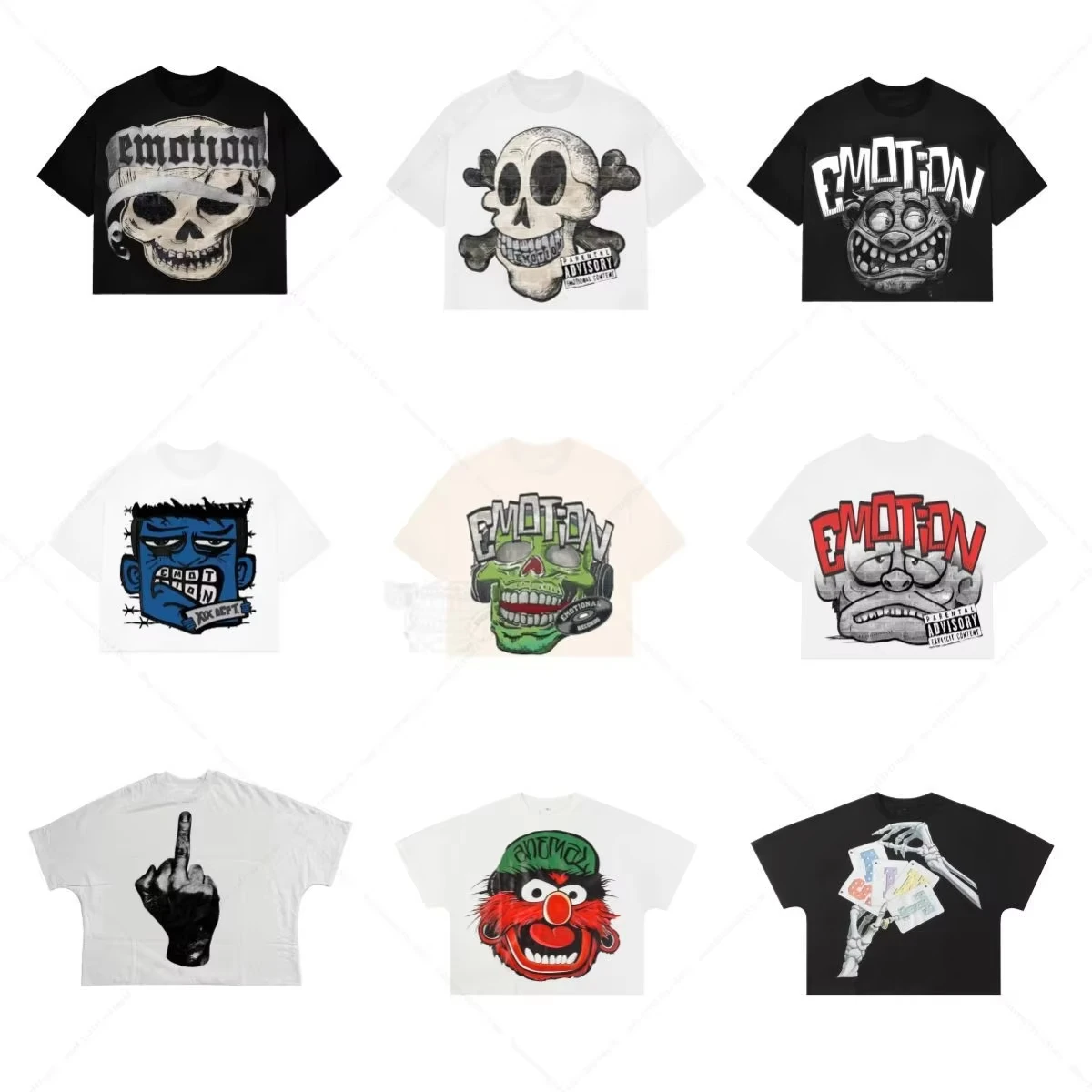 

American Retro Skull Hip-hop Men's and Women's Loose Trendy Brand Casual Street Cotton Heavy Short-sleeved Printed T-shirt