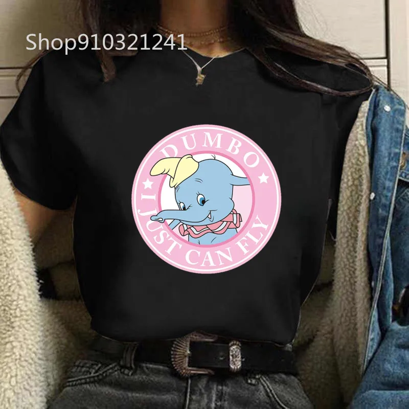 Women Anime Cute Dumbo T Shirt Printed Cartoon Graphic T Shirts O-Neck Short Sleeve T-shirt Summer Harajuku Femme Tops Clothing