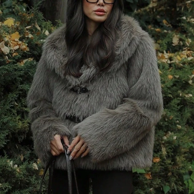 Chaqueta gruesa de piel de cordero para mujer, abrigo de invierno de nuevo estilo, piel