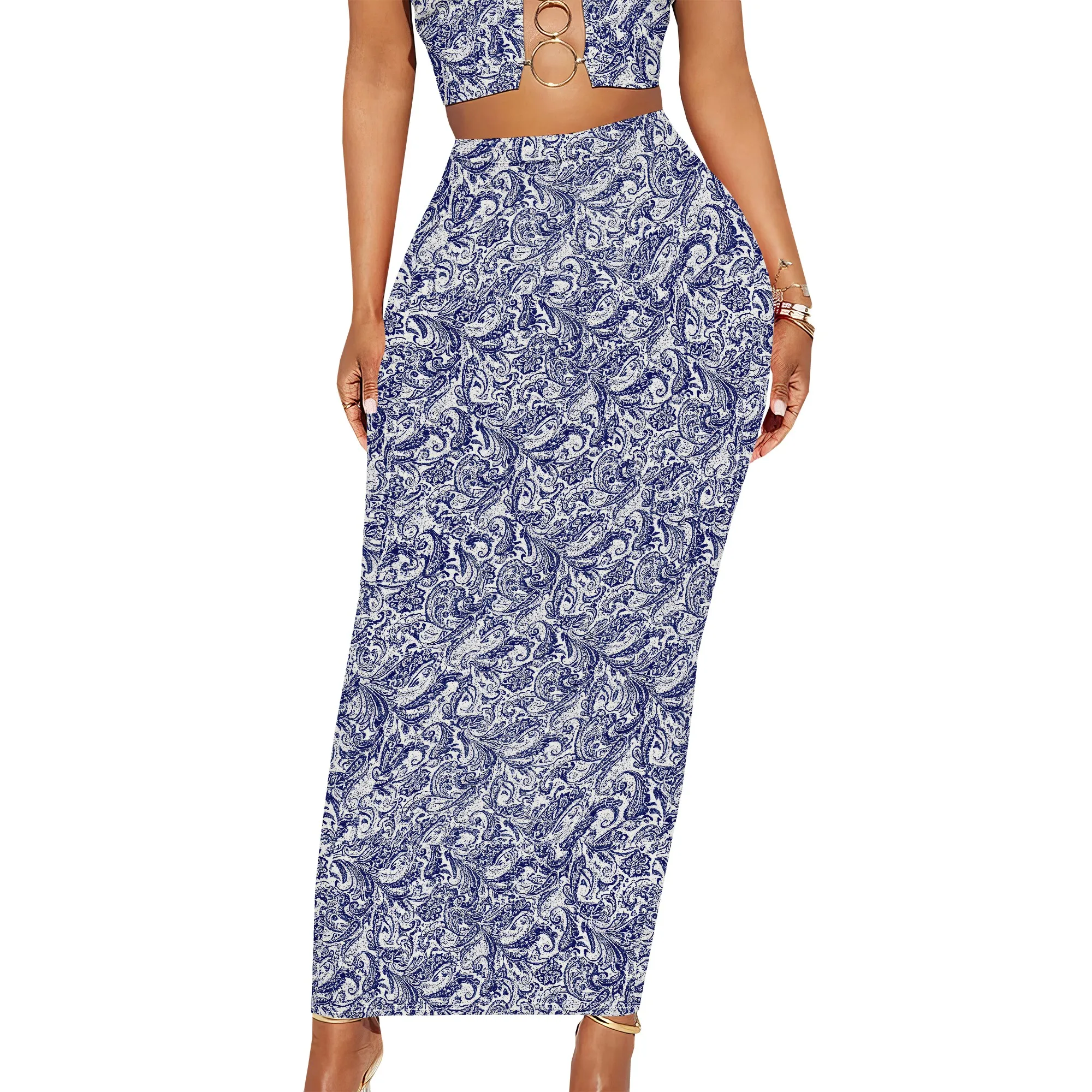 Women's Long Midi Pencil Skirt - High Waisted Bodycon Summer Casual Club Going Out Y2K Tight Skirts
