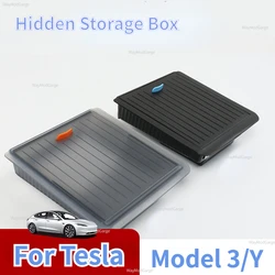 Hidden Storage Box for Tesla Model 3 Y Central Control Armrest Box Magnetic Suction Privacy Storage Box ABS Car Accessories 2023