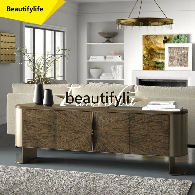 

Q181 American-style Light Luxury Solid Wood TV Cabinet Modern Minimalist Italian-style Living Room Storage Entryway Side Cabine