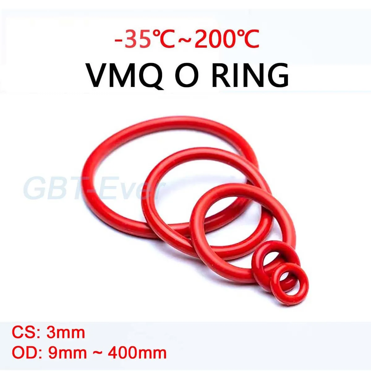 

VMQ Red Silicone O-Ring Gasket CS 3mm OD 9mm ~ 400mm Silicon O Ring Washer Food Grade Sealing Ring Waterproof & Insulated