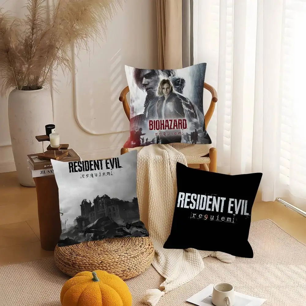 Game R-Resident Evil Requiem  Cushion Cover Car Throw Pillow Case For Sofa Car Christmas Gift 40x40cm 45x45cm