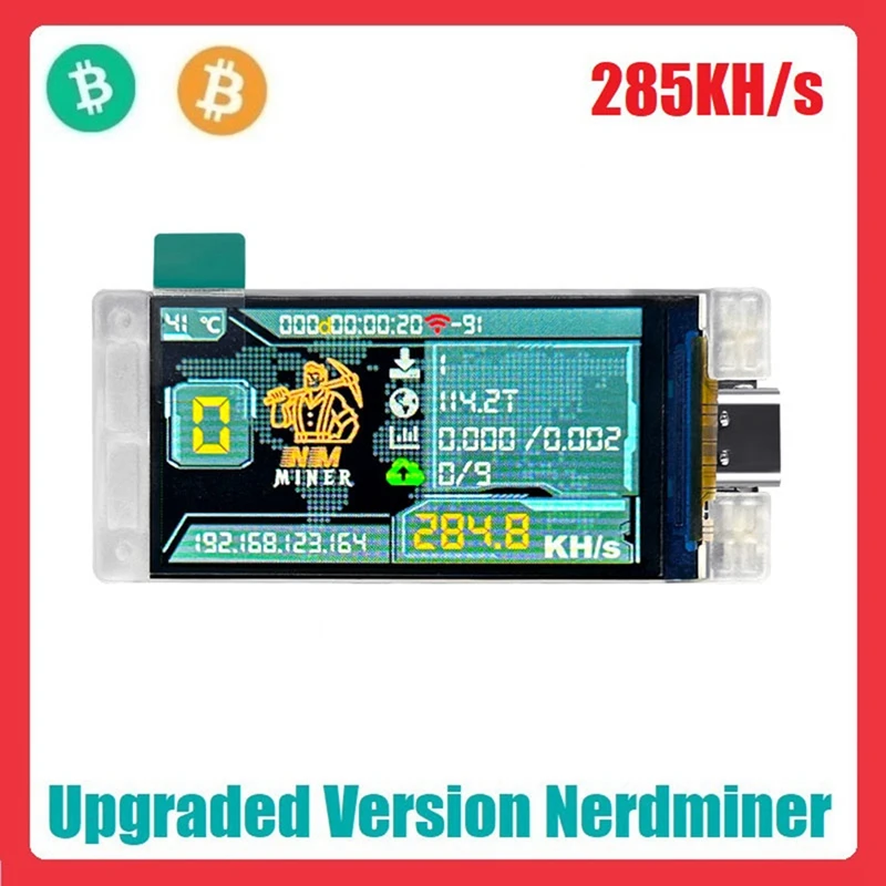 

A73P-обновление Nerdminer 285KH/S BTC Solo Lottery Miner Bitcoin Crypto Miner Wi-Fi Connection Low Power Nerd Miner