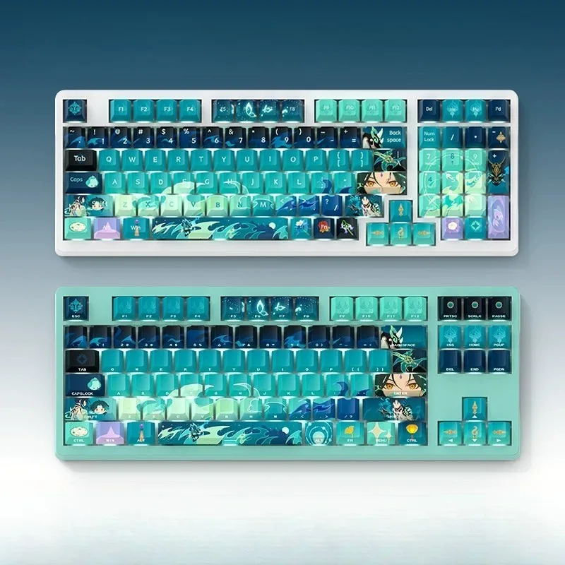 137 Keys Xiao Keycap Game Genshin Impact Character Design Cherry PBT Translucent Gaming Keycap for Mechanical Keyboard