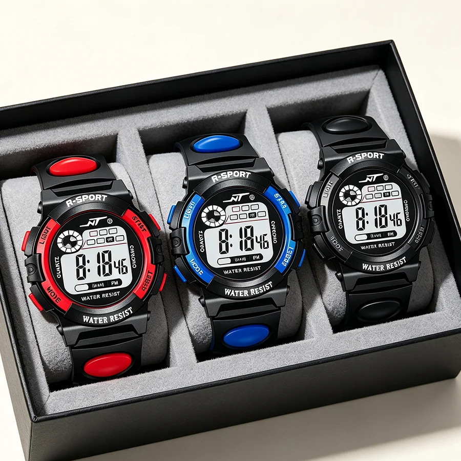 LED Kids Watch Multifunction Sports Watches Luminous Alarm Clock Waterproof Digital Wristwatch for Student Child Boys and Girls
