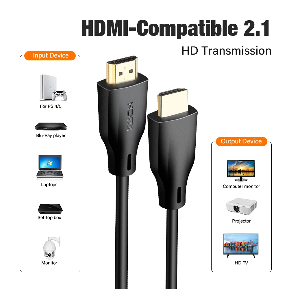 Gold plated HDMI 2.1 Cable 48Gbps Ultra High Speed 8K HDMI Cable 4K/120Hz Dynamic HDR Dolby Atmos for PS5 Xbox Series X Long 5M