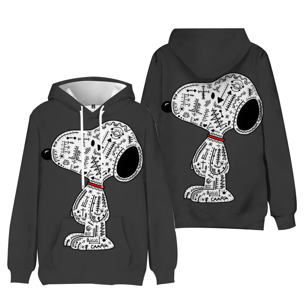 Sudadera con capucha de manga larga para mujer, Jersey informal con estampado de dibujos animados de Snoopy, cuello redondo, Otoño e Invierno