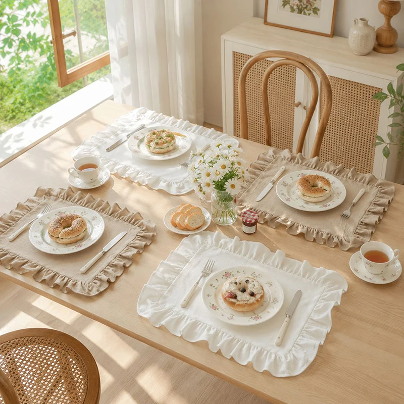 Cotton Ruffle Placemat Round & - Desk Setup Wallpaper review and price