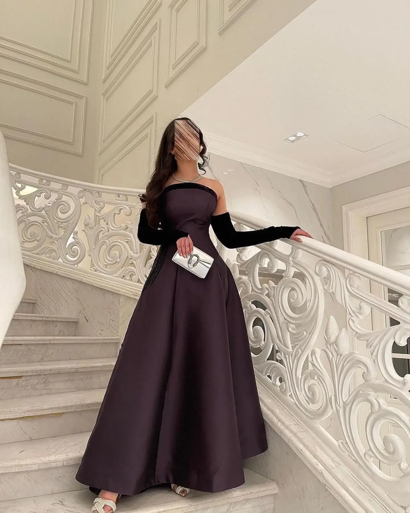 

Изысканное атласное вечернее платье трапециевидной формы со съемными рукавами и блестками и кристаллами по индивидуальному заказу, высококачественные платья без рукавов для встречи выпускников