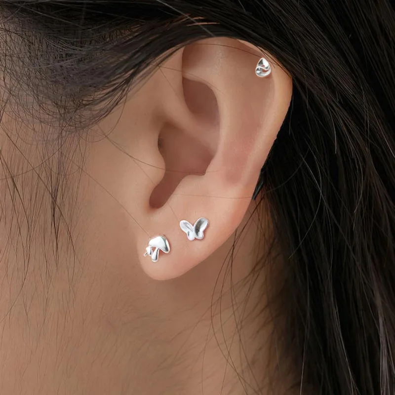 925 Sterling Silver Mushroom Vegetable Stud Earrings for Girls Sporty Minimalist Korean Fashion Earring Lady Summer Jewelry Gift