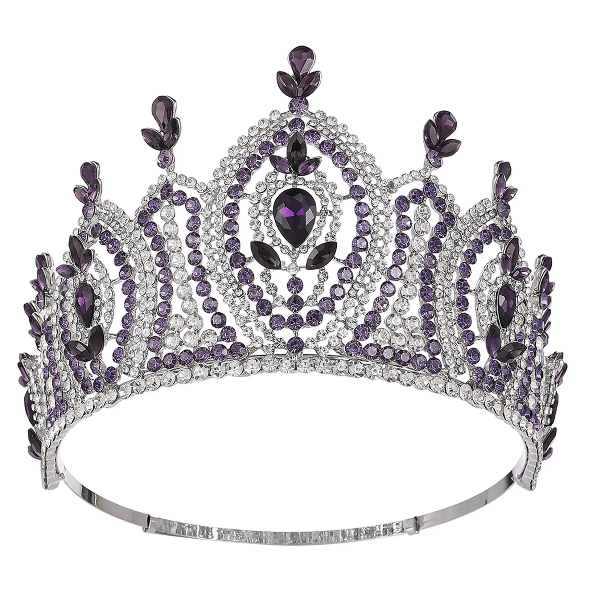 Royal Queen Crystal Bridal Crown Diadem Pageant Miss Tiaras Bride Wedding Dress Headdress Hair Jewelry Accessory