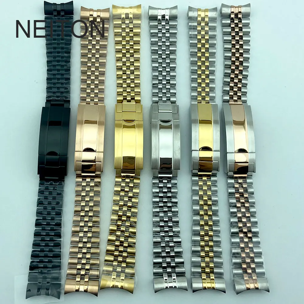NEITON 20mm silver gold black bracelet slide glide lock clasp 904L stainless steel strap fit watch case watch band