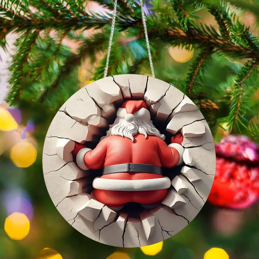 Hanging Santa Claus Figure Festive Christmas Santa Claus Acrylic Ornaments for Holiday Car Wall Decor Double-sided for Holiday