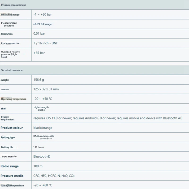 549I الذكية قياس الضغط العالي قياس ضغط الأنابيب مسبار لاسلكي لنظام التبريد التهوية