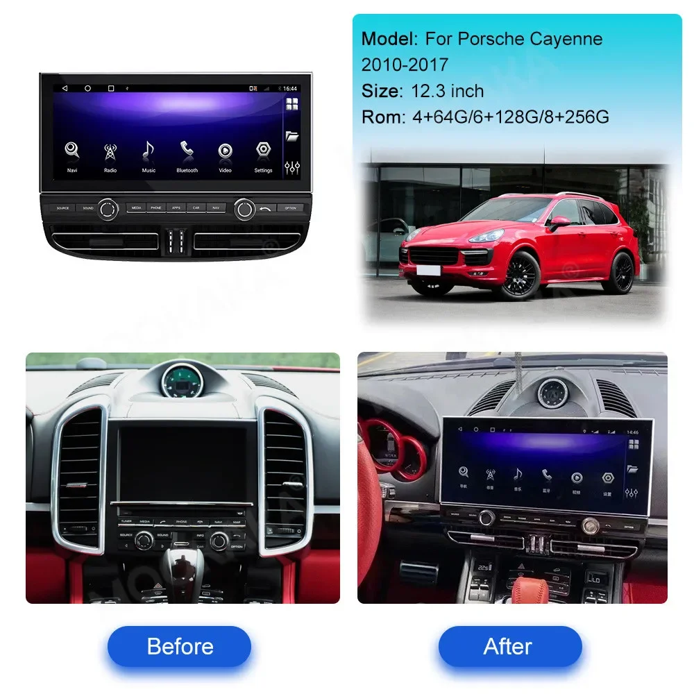 12.3 Inch Android Car Radio for Porsche Cayenne 958 2010-2018 Wireless CarPlay GPS Navigation WiFi Multimedia Head Unit