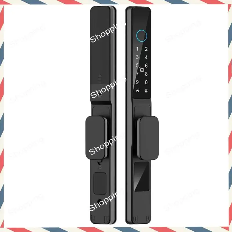 M20K Tuya Wifi App 방수 스마트 알루미늄 도어 잠금 장치 더블 후크 모티스 지문 암호 전자 슬라이딩 도어 잠금 장치 A