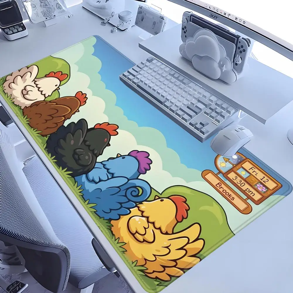 Cute Stardew Valley Chicken Mouse Pad Cute Cartoon Desk Mat HD Print Extended Gaming Keyboard Mat Personalized Gaming Desk Mat