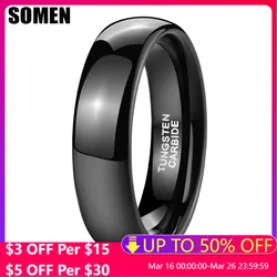 Somen Classic 2/4/6/8mm Dome Black Tungsten Carbide Ring Polished For Women Engagement Rings Wedding Band Jewelry anillos mujer