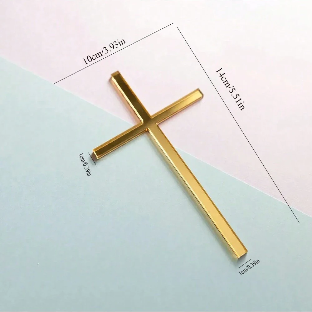 5pcs golden Cross Cake Topper Acrylic Decorations God Bless Party for Baking Supplies Cake decoration