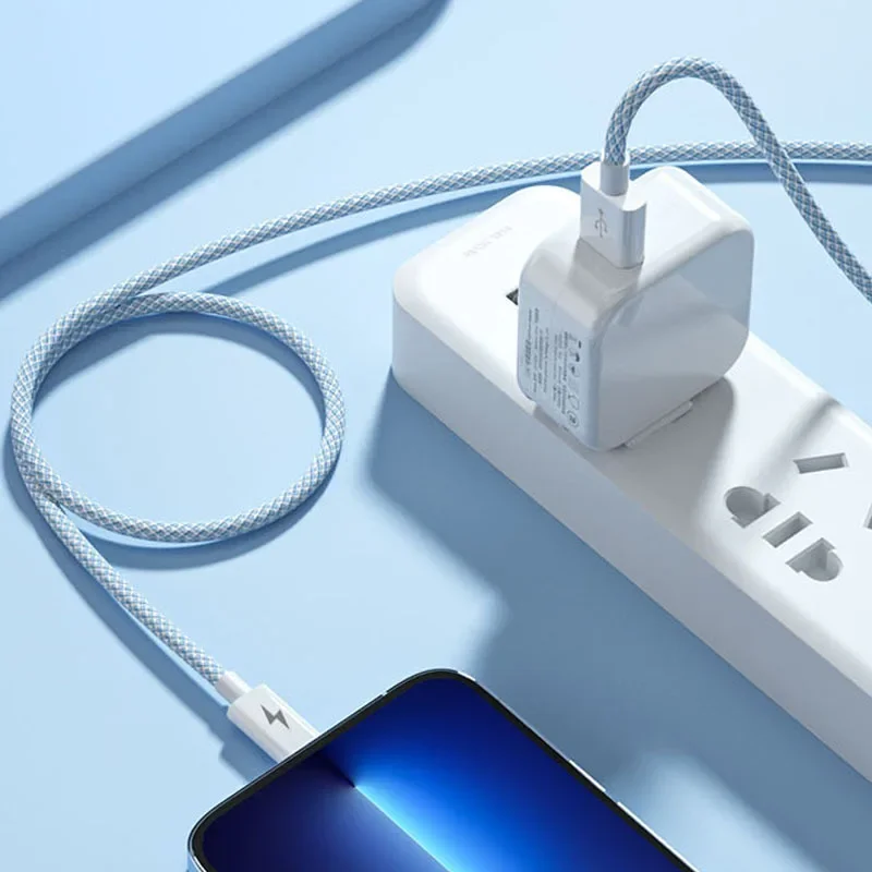 MVQF 3in1 66W Super Fast Charging Macarone Braided  Data Cable, Suitable for Iphone Huawei Xiaomi Android Type C Charging Cable