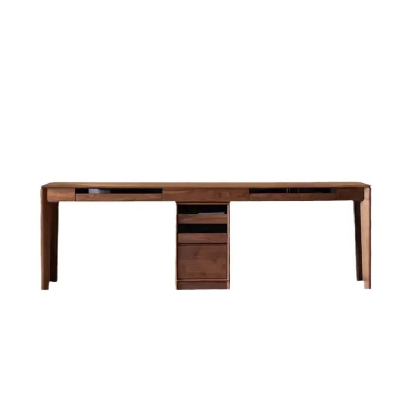 North American black walnut solid wood double against the wall to learn to write computer office desk, Nordic modern light