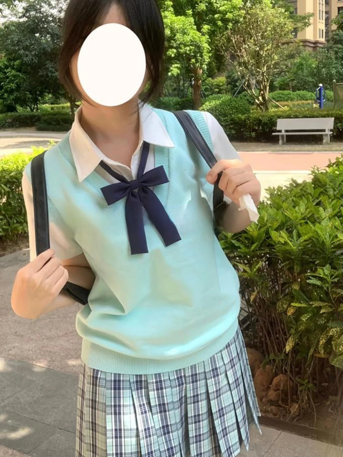 

Mint White orm Knitted Sweater Basic Overhead Spring Autumn Vest College Sle Sweet Sle Polyester Fiber V-ne