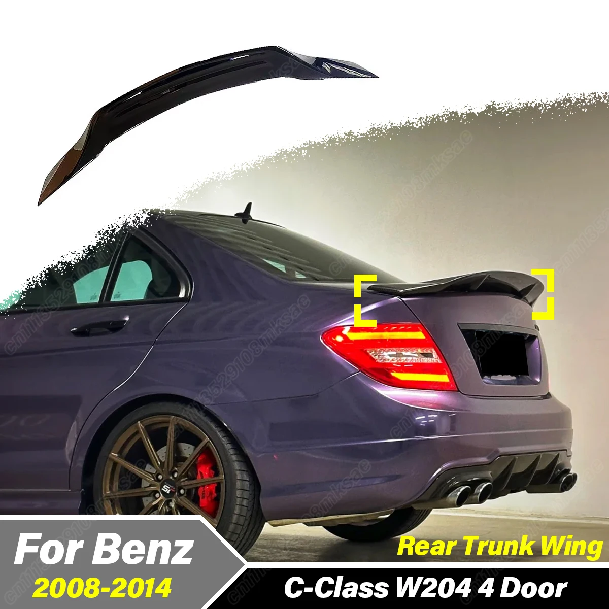 

For Mercedes Benz C-Class W204 4-Door 2008 2009 2010 2011 2012 2013 2014 R-type Car Rear Trunk Spoiler Wing Tail Lid Accessories