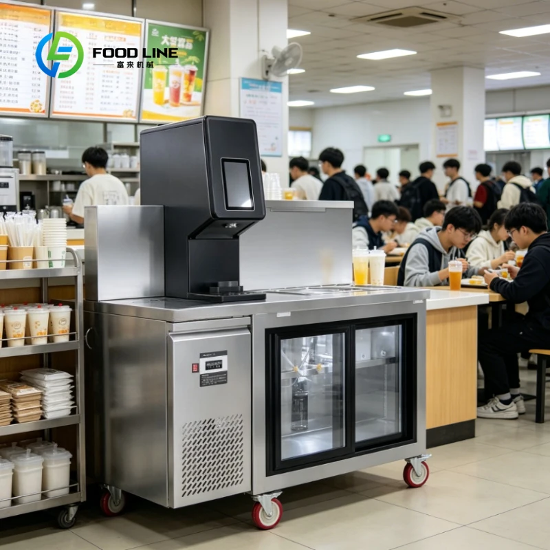 Customized Automatic Boba Tea Machine Complete Milk Tea Equipment with Refrigerator Bar Counter for Bubble Tea Bar