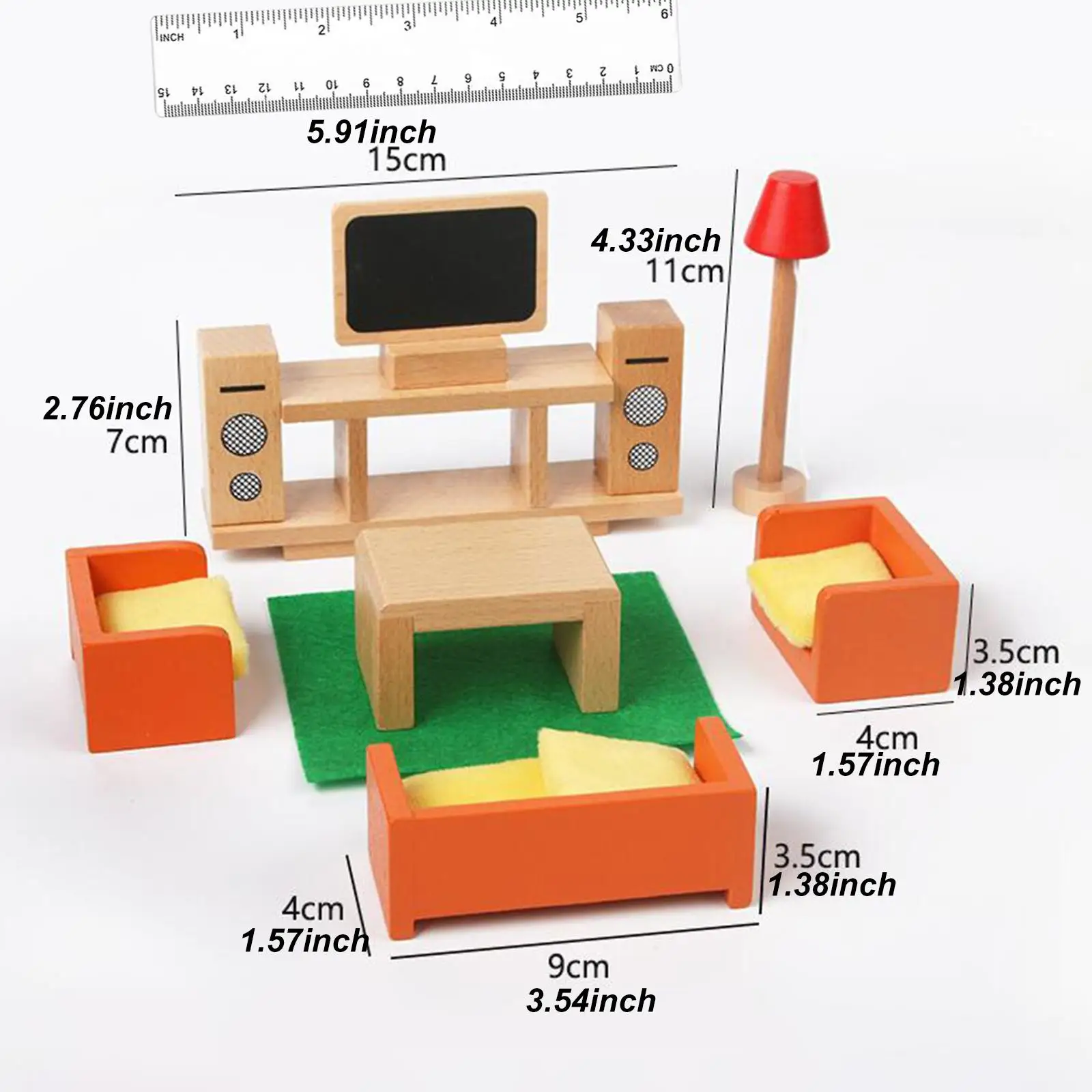 Wooden Dollhouse Furniture Decoration Wood Miniature Small People House Accessories