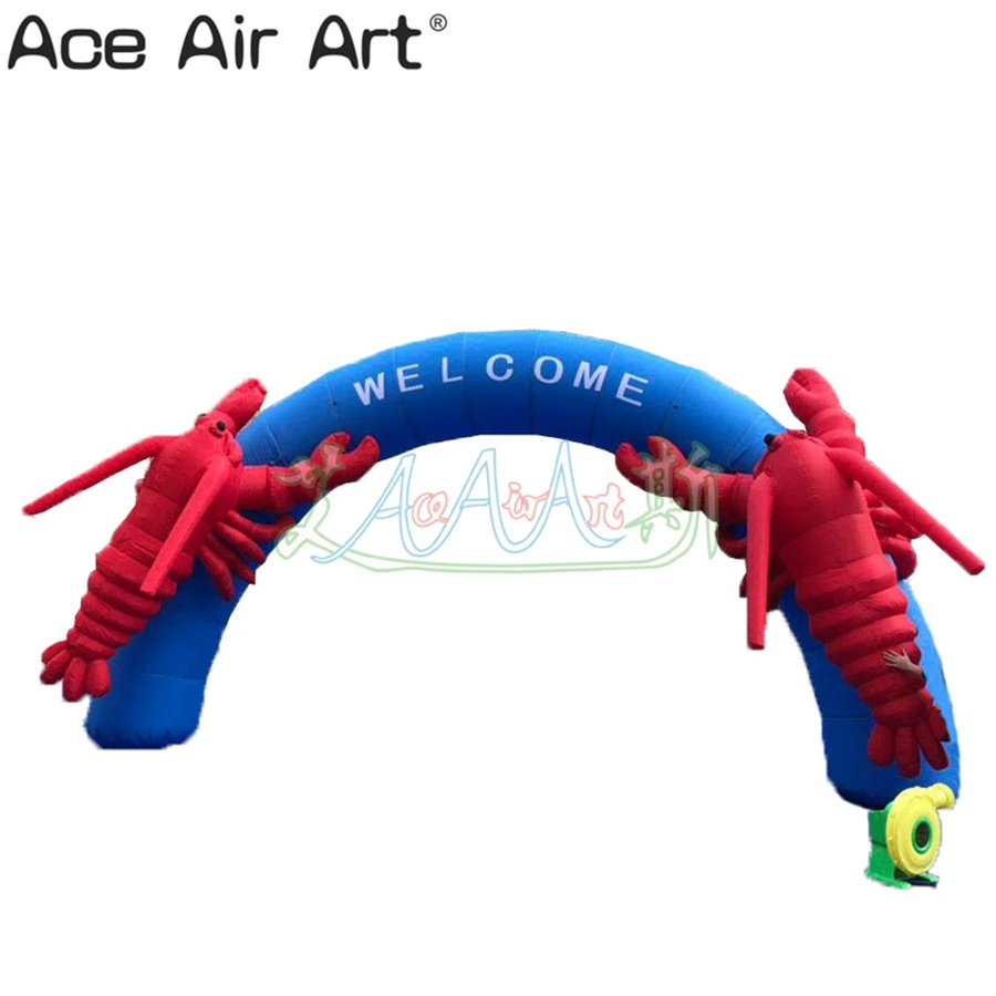 Door to Door Inflatable Lobster  Arch Welcome Gate with Air Blower for Activities/ Promotion Decoration Made In China