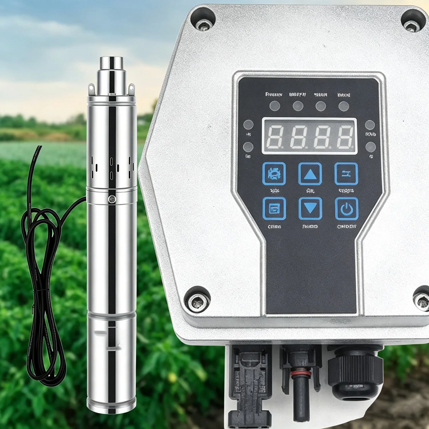 370W 550W 750W 1300W Solar Deep Well Drilling Pump with Floating Ball and MPPT Controller Maximum Water Flow of 2.3 Tons