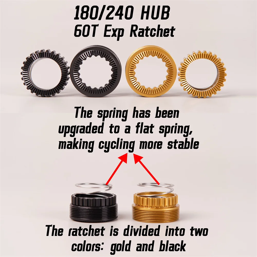 

Комплект звездчатой трещотки EXP60T с резьбовым креплением: черная/золотая внешняя втулка трещотки на 60 зубьев, совместима с звездчатыми трещотками EXP36T, 54T, 60T.