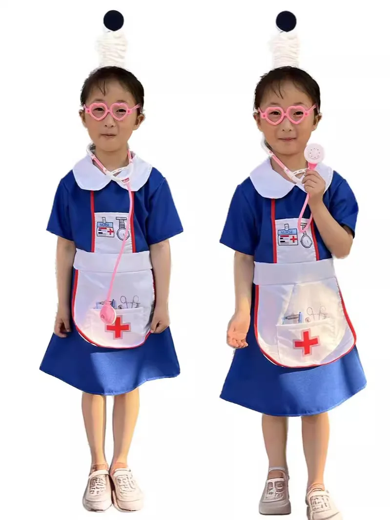 

Детское платье медсестры на Хэллоуин, платье доктора, хирургическое платье, профессиональный набор для ролевых игр, детское платье для игрового домика