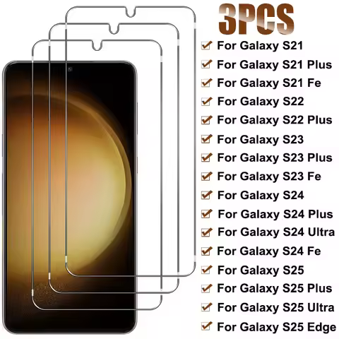 3PCS Tempered Glass For Samsung Galaxy S24 S25 Plus Ultra S25 Edge Screen Protector For Samsung S21 S22 Plus S23 Fe Glass