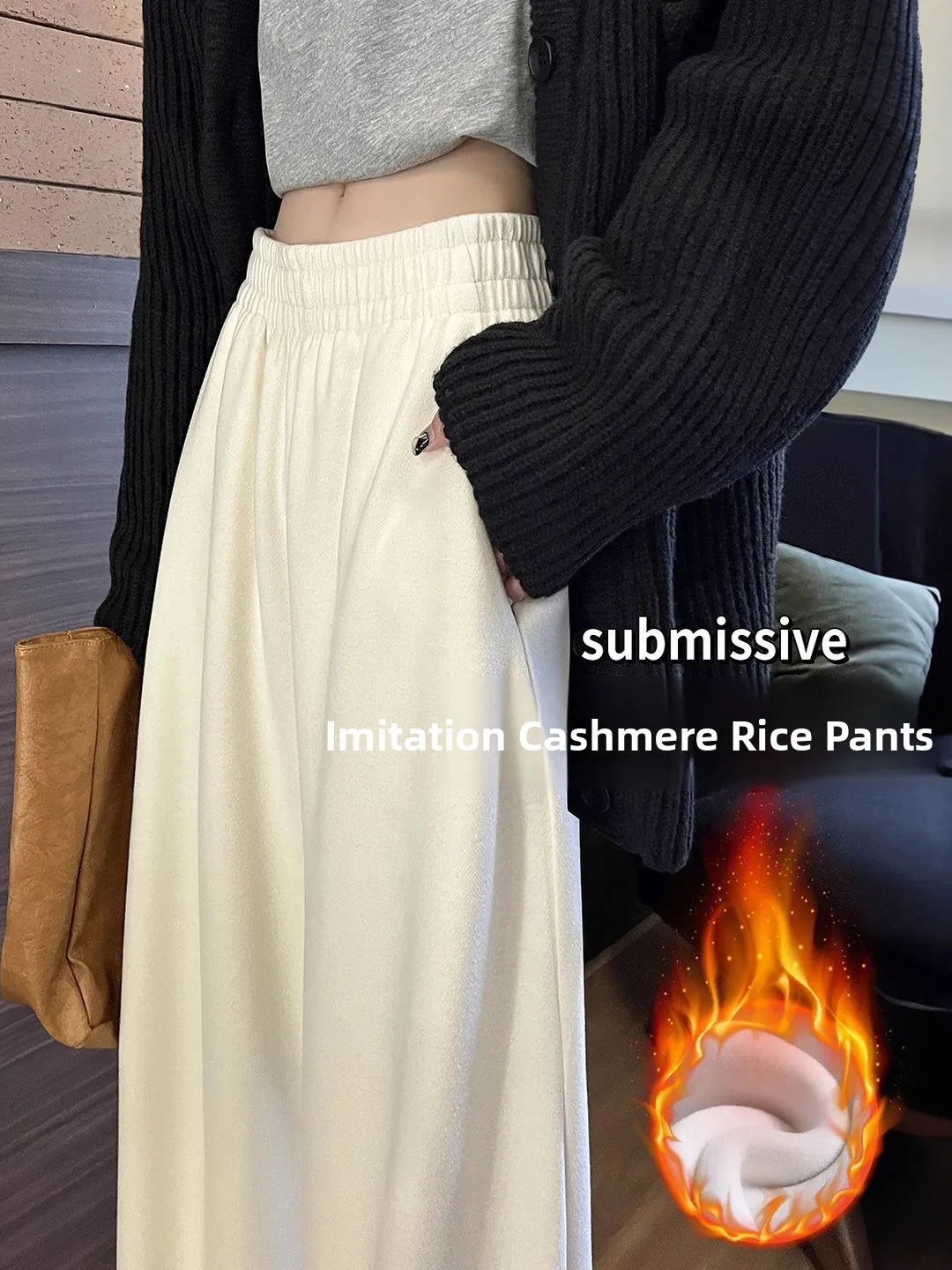 

Женские зимние утепленные флисовые брюки с широкими штанинами, мягкие, удобные, в спортивном стиле, с естественной талией, из других материалов, 100% повседневные брюки