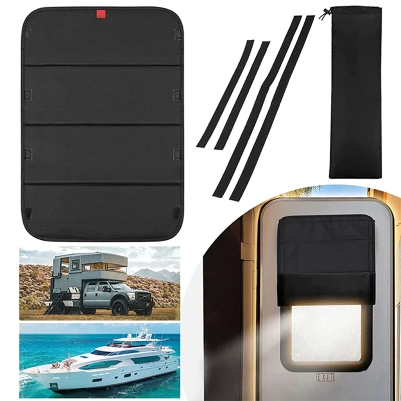 Black Curtains for Motorhome Camper Caravan Window Sun Blackout Fabric Entry Door Shade RV Accessories Decoration 16x25 Inch