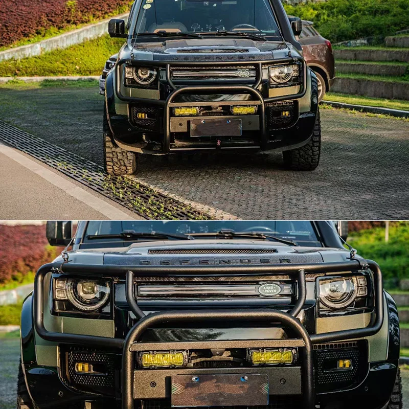 Car Exterior Accessories Steel Front Bumper Guard Bull bar for Land Rover Defender Front Bumper with Winch Bracket 2020-2025 view 2