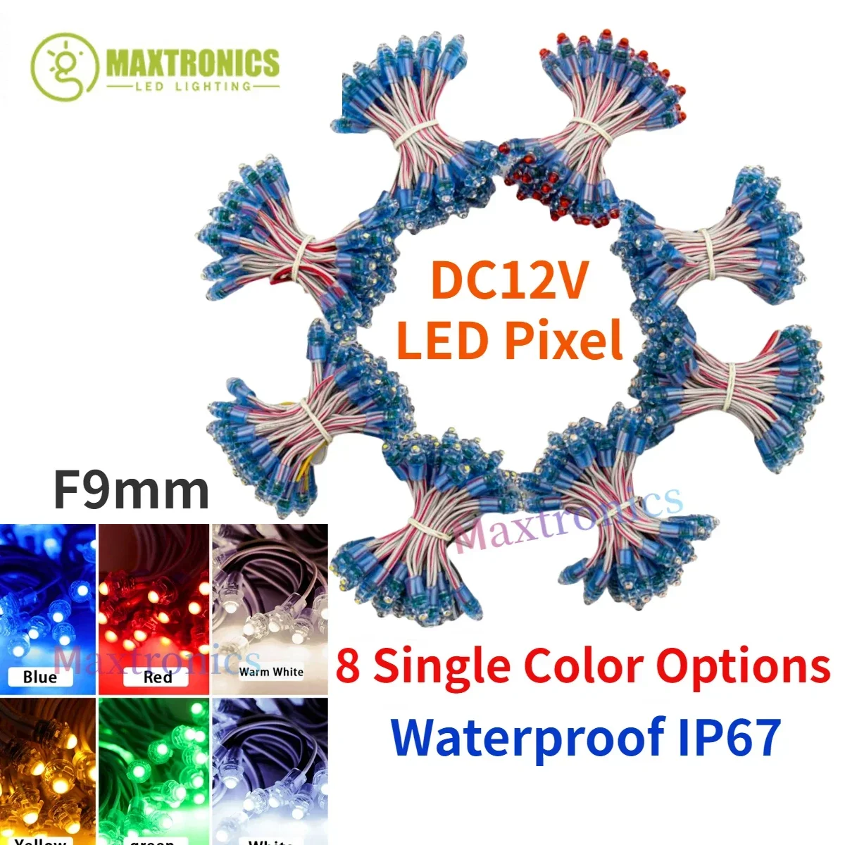 50PCS DC12V moduły LED F9MM pojedynczy kolor Led Pixel łańcuchy świetlne wodoodporny IP67 dla zewnętrzna tablica informacyjna reklamy świecącej