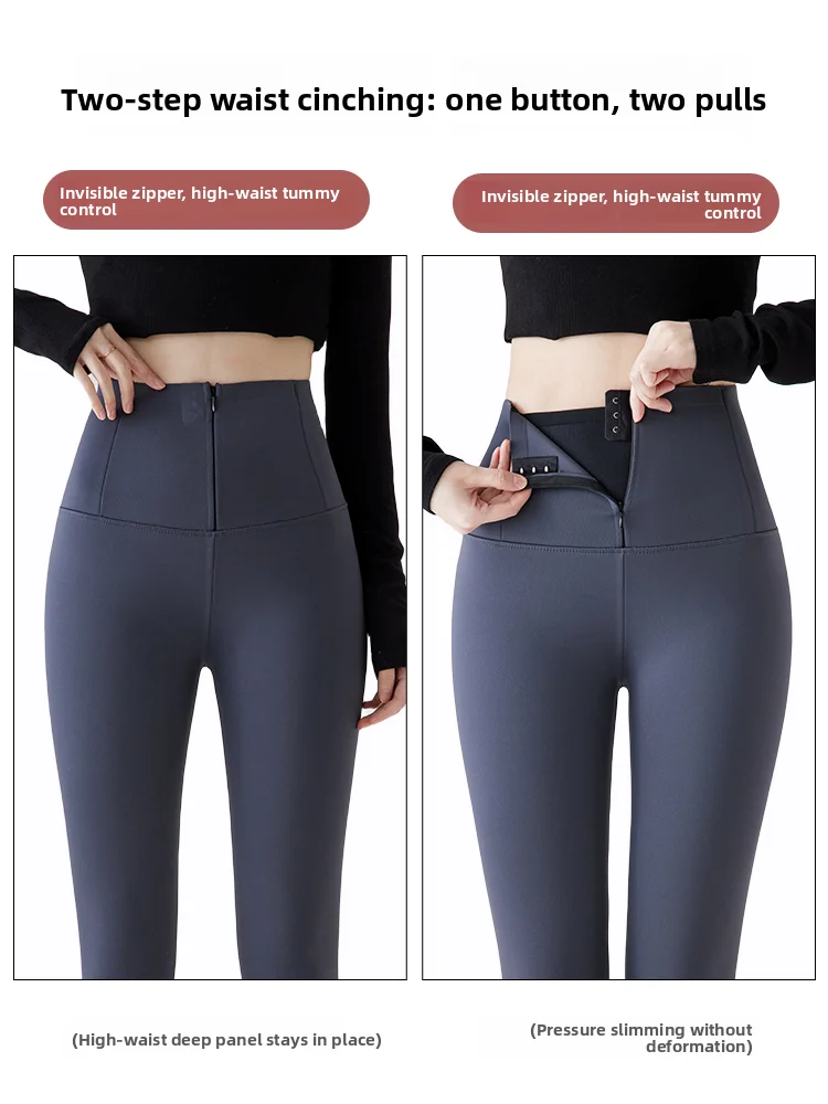 Pantaloni da yoga invernali da donna sottili Fce attillati a vita alta leggings lunghi caldi controllo della pancia sollevamento del sedere strato base non di marca