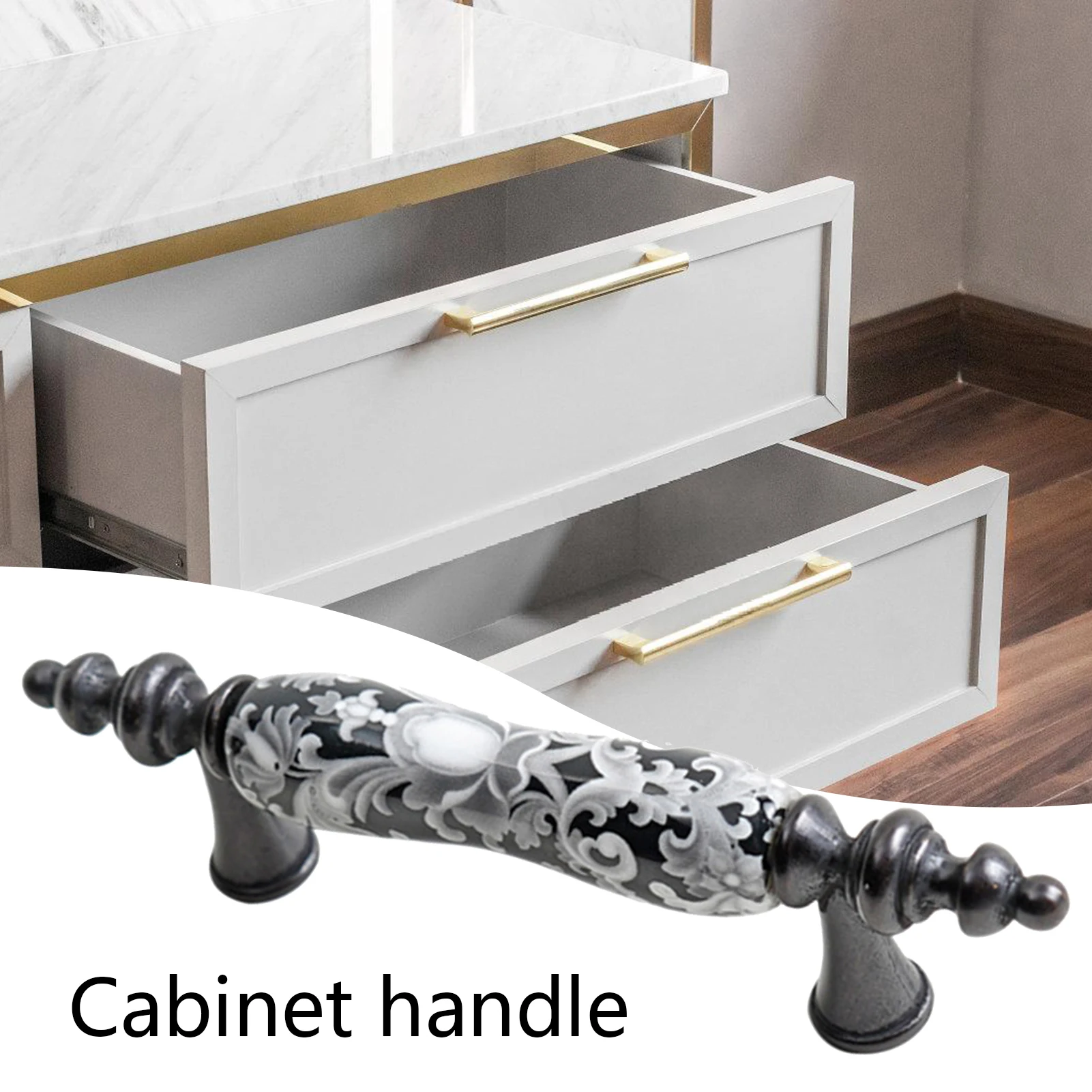 مقابض أبواب الخزانة المطبوعة الرجعية مقبض مريح خفيف الوزن سهل التركيب ومناسب لأدراج خزانة الأبواب