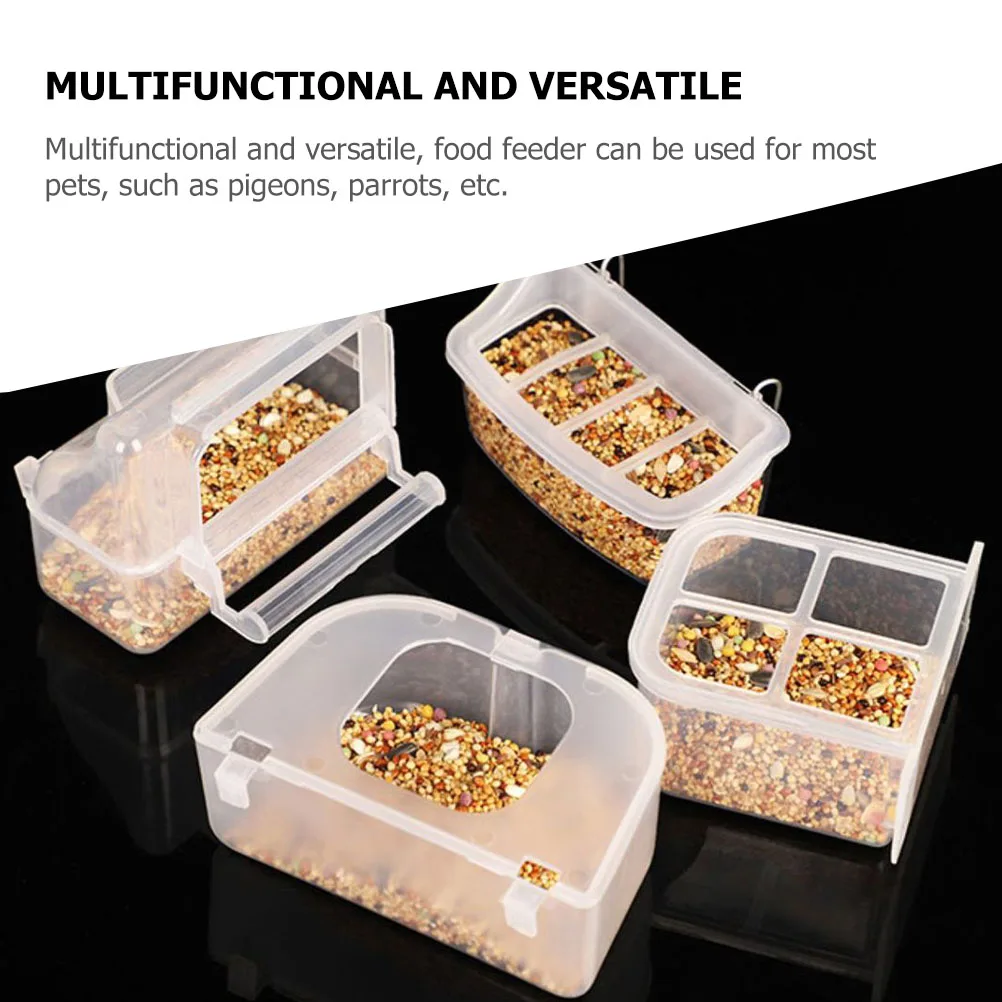 

Bird Food Box Cage Accessories Feeder Plastic Birds Tool Trough Bowl Container Large Capacity Sturdy Design Bird Bowls Pet