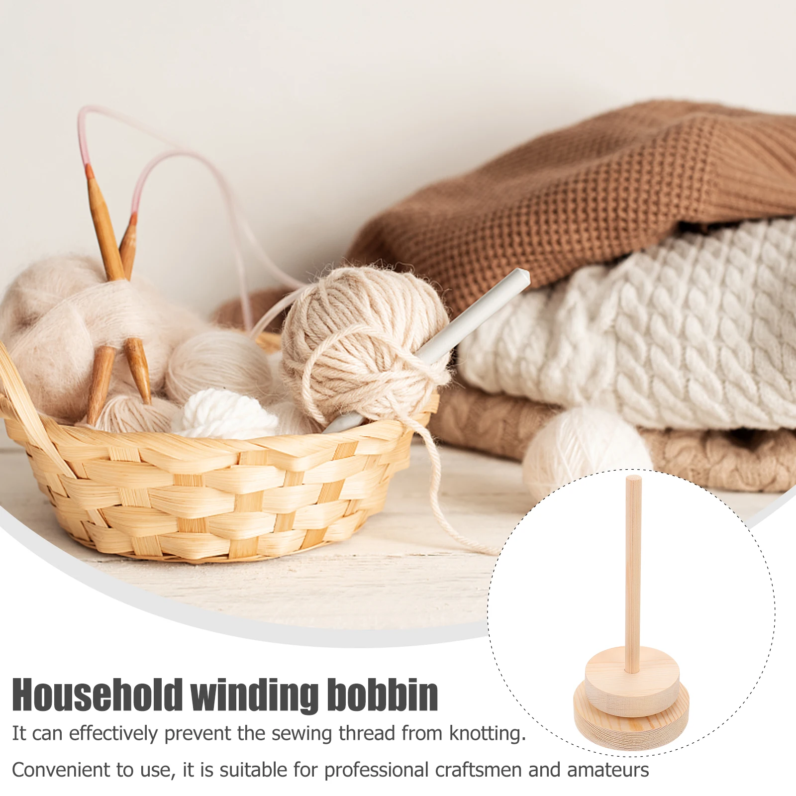 

1pc Wooden Thread Holder Ball Rack Rotatable Storage Holder For Sewing Embroidery Supplies Yarn Organizer Knitting Tool Portable